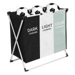 Waterproof Sturdy Collapsible Laundry Hamper With Triple Baskets Reusable for sale