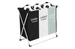 China Waterproof Sturdy Collapsible Laundry Hamper With Triple Baskets Reusable supplier