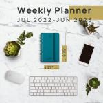 Wirebound Mini Weekly Planner Customized Pacific Blue Soft Cover