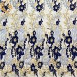 ODM Blue 3D Embroidery Applique Lace Fabric For Fashion Show Dresses for sale