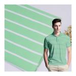Breathable Green And White Striped Knit Fabric , 210g 26S Striped Cotton Knit Fabric for sale