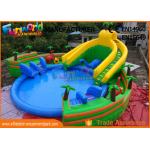 0.9mm PVC Tarpaulin Inflatable Water Parks , Large Dinosaur Swimming Pool And Slides for sale