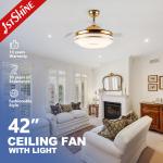 Hidden Blades 42inch 60W LED Ceiling Fan for Lower Noise and Elegant Home Decoration for sale