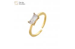 China Square Crystal Zircon 18k Diamond Rings Gold Plated Adjustable Opening supplier