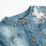 Breathable Girls Jean Jacket / Children's Denim Jeans With Covered Button