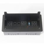 Table Hidden Manual Flip Up Desktop Outlets Box With Aluminum Alloy Panel Cover for sale