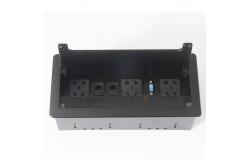 China Table Hidden Manual Flip Up Desktop Outlets Box With Aluminum Alloy Panel Cover supplier