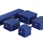 China Custom Logo PU Leather Crown Design Jewelry Box Set for Blue Bracelet Necklace Ring factory