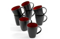 China 14 Oz Coffee Cups Red Reactive Stoneware 8 Pack Mugs Tea Cup Set supplier