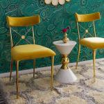 Velvet Banquet Metal Frame Dining Chairs Modern Design Elegant Leisure for sale