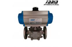 China Pneumatic Three-Way Flange Ball Valve with Single/Double Action Pneumatic Ball Valve supplier