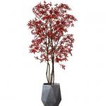 Height 180cm Artificial Potted Floor Plants Bonsai Autumn Red Maple Tree for sale