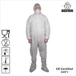 Anti-Dust White Disposable Overalls SPP+PE Coverall For Hygiene Rules And Cleaning for sale