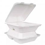 Biodegradable Eco Friendly 3 Compartment Bagasse Clamshell Containers 8 10 Inch for sale