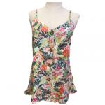 Adjustable Shoulder Straps Viscose Floral Print Tank Tops For Women for sale