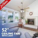 52 MDF Ceiling Fan With Light Kit 6 Speeds Quiet Dc Motor for sale