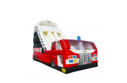 China Customize Inflatable Slides Fire Truck Theme For Children Parties supplier