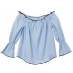 Elastic Belt Blue Polyester Cotton Ladies Strapless Dress for sale