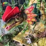 Simulation Life Size Animatronic Dinosaur Dilophosaurus For Amusement Park