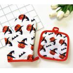 Ribbed Kitchen Oven Glove Printed Cotton Oven Mitts 25*15cm for sale