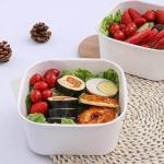 Disposable Biodegradable Square Paper Bowl White 750ml For Noodle Rice Hot Food for sale