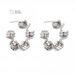 18k Real Gold Plated Brass Stud Earrings , Geometric Huggie Hoop Earrings