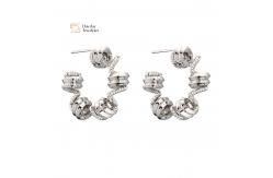 China 18k Real Gold Plated Brass Stud Earrings , Geometric Huggie Hoop Earrings supplier