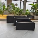 Matte Garden Fiberglass Flower Pots Black Color For Outside for sale