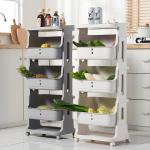High 100cm 3 Tier Tall Rolling Laundry Cart With 3 Removable Hamper for sale