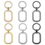 Double-Sided Blank Sublimation Rotary Keychain With Rhinestone Rectangle Metal Key Rings Gold Silver Black Keychains for sale