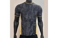 China Durable Fan Version Jersey 100% Polyester Fiber Black Football Training Jersey supplier