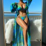 Fashionable green bikini for swimming competition for sale