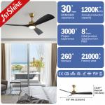 52-Inch Modern LED Ceiling Fan with DC Motor, Black ABS Blades