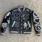 Custom Logo Patchwork Streetwear High Quality Chenille Embroidery Winter Leather Bomber Letterman Men Varsity Jacket for Men for sale