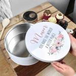 Custom White Large Round Danish Biscuit Cookies Packaging Airtight Tin Metal Container Pastel Tin Cans For Cookies Cake for sale