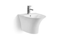 China Modern Round Ceramic Wall Hung Basin For Functional Bathrooms supplier