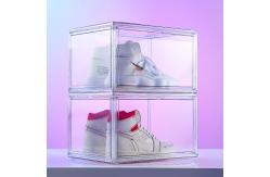 China Magnetic Closure Clear Stackable Acrylic Shoe Boxes For Sneakers supplier