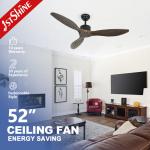 52 Inch 6 Speed Remote Control Decorative Wood Ceiling Fan For Bedroom for sale