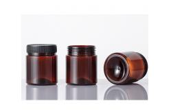 China Barbecue Powder 65mm 4 Oz Amber Plastic Jars Containers With Lids ODM supplier