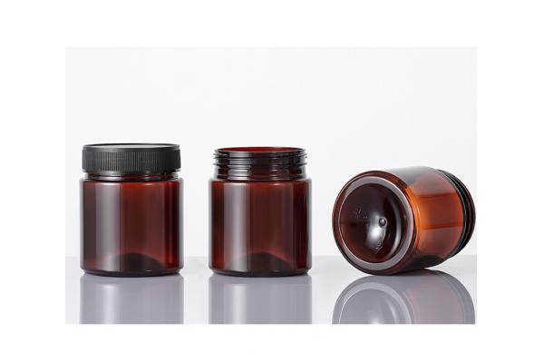 Barbecue Powder 65mm 4 Oz Amber Plastic Jars Containers With Lids ODM