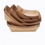 Microwavable Handy Kraft Paper Food Boats , Greaseproof Brown Kraft Food Trays for sale