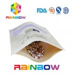 Flat Bottom Brown Customized Paper Bags / Craft Paper Bag With Zipper