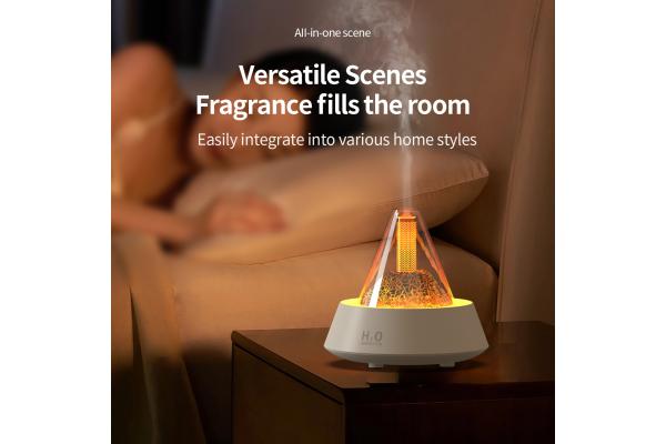 ABS Atmosphere Fire Flame Humidifier 80ml with 2/4/6 Hours Timer Setting