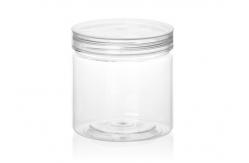 China Transparent Clear Plastic Cylinder Containers Food Canned with Screwing Cap supplier