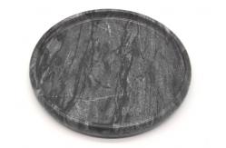 China Hotel Natural Round Marble Serving Tray Black Polished Environment Friendly supplier