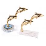 Marble Stand Copper Dolphin Shape Decorative Art Craft for sale