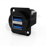 Double Port Panel Mount Connector Waterproof 9 Pin Shielded USB Connector for sale