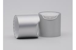 China 24mm Matte Silver Cosmetic Aluminum Disc Top Cap White Inner Cap Screw Cap supplier