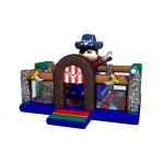 Pirate Themed Kids Inflatable Bounce House Full Printing With Climbing Wall On Middle for sale