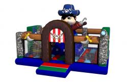 China Pirate Themed Kids Inflatable Bounce House Full Printing With Climbing Wall On Middle supplier